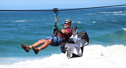 Ziplining on the beach